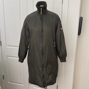Zara Dark Olive Green Long Puffer Coat M